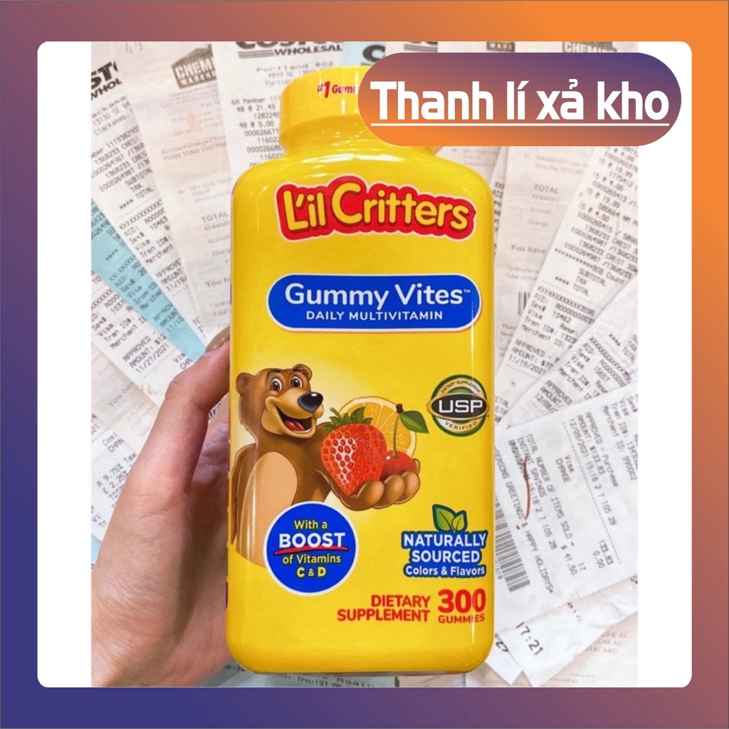 XẢ KHO HÀNG Kẹo Dẻo nâng cấp Vitamin Gấu Lil'Critter Gummy Vites Multivitamin Complete Cho Trẻ Từ 2 Tuổi 300 Viên XẢ KHO