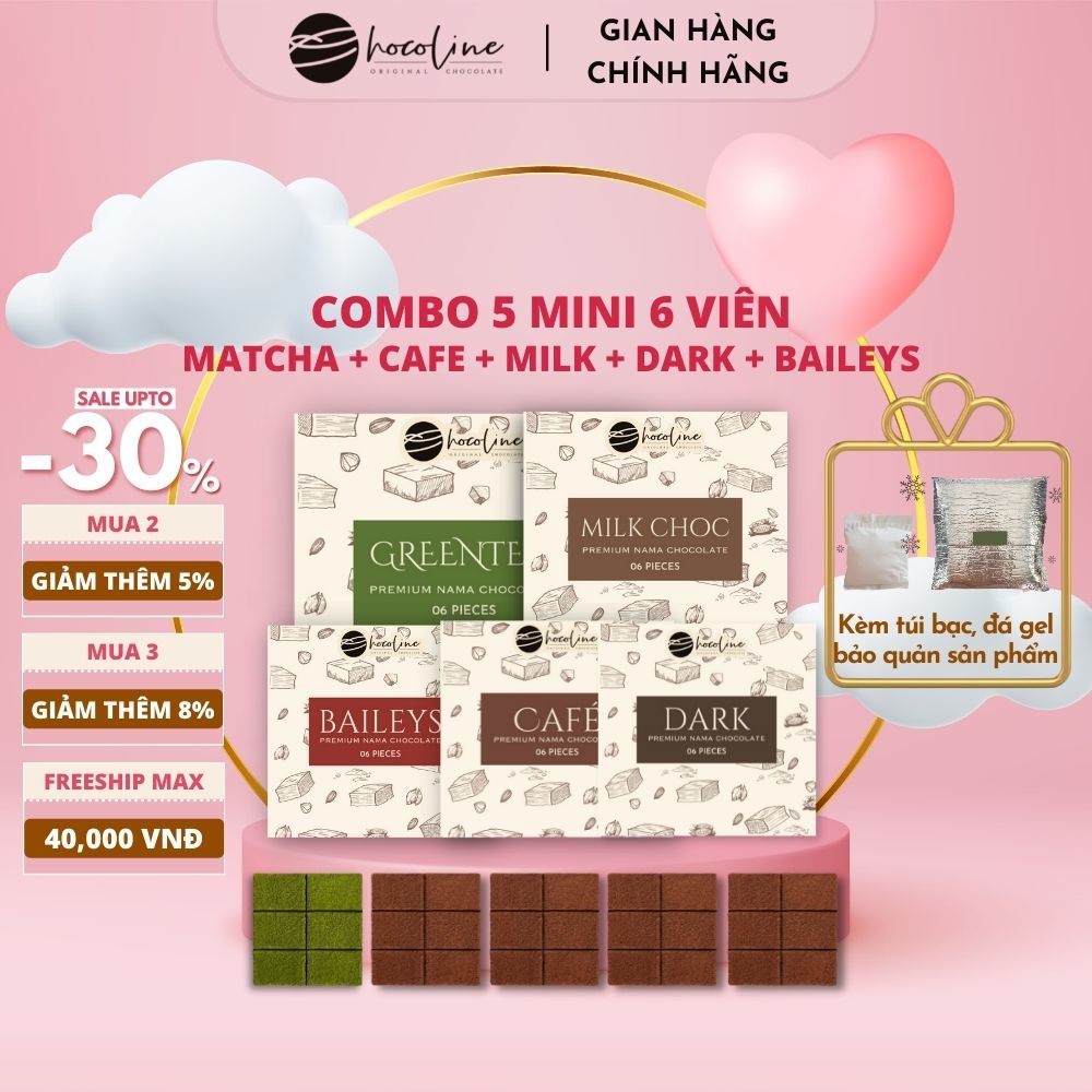 COMBO 5 HỘP NHỎ MINISIZE NAMA CHOCOLATE - SOCOLA TƯƠI VỊ HẢO HẠNG- QUÀ TẶNG SINH NHẬT-VALENTINE