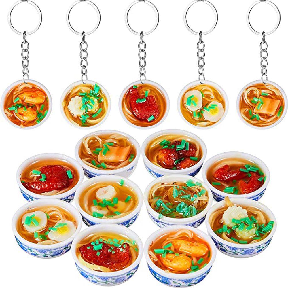 Móc Chìa Khóa Hình Mì Ăn Mini Màu Xanh Dương Và Trắng Dành Cho Nữ