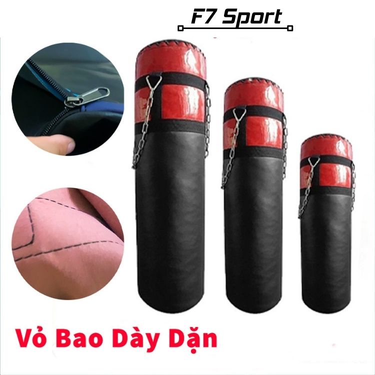 Vỏ bao cát đấm bốc không ruột trẻ em và người lớn ,  Vỏ bao cát boxing chất liệu da rất bền tặng kèm dây xích F7 Sport