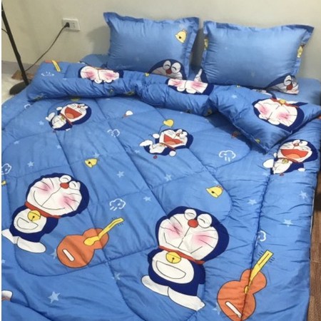 Trọn bộ 5 món ga gối chăn phao poly cotton có ruột bông dày loại 1 ( nhắn chọn mẫu )