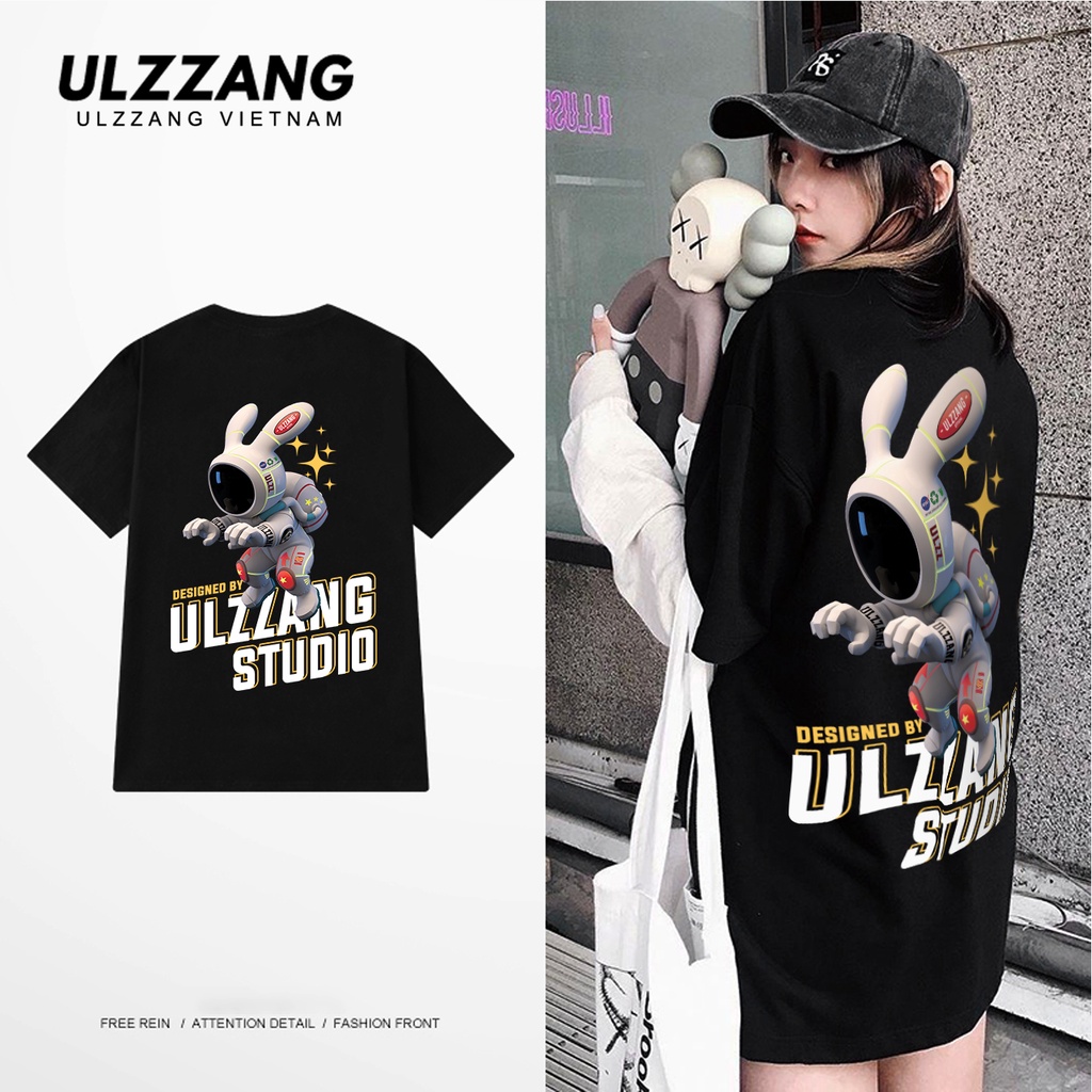 Áo thun nữ tay lỡ ULZZ ulzzang rabbit 3d form dáng rộng