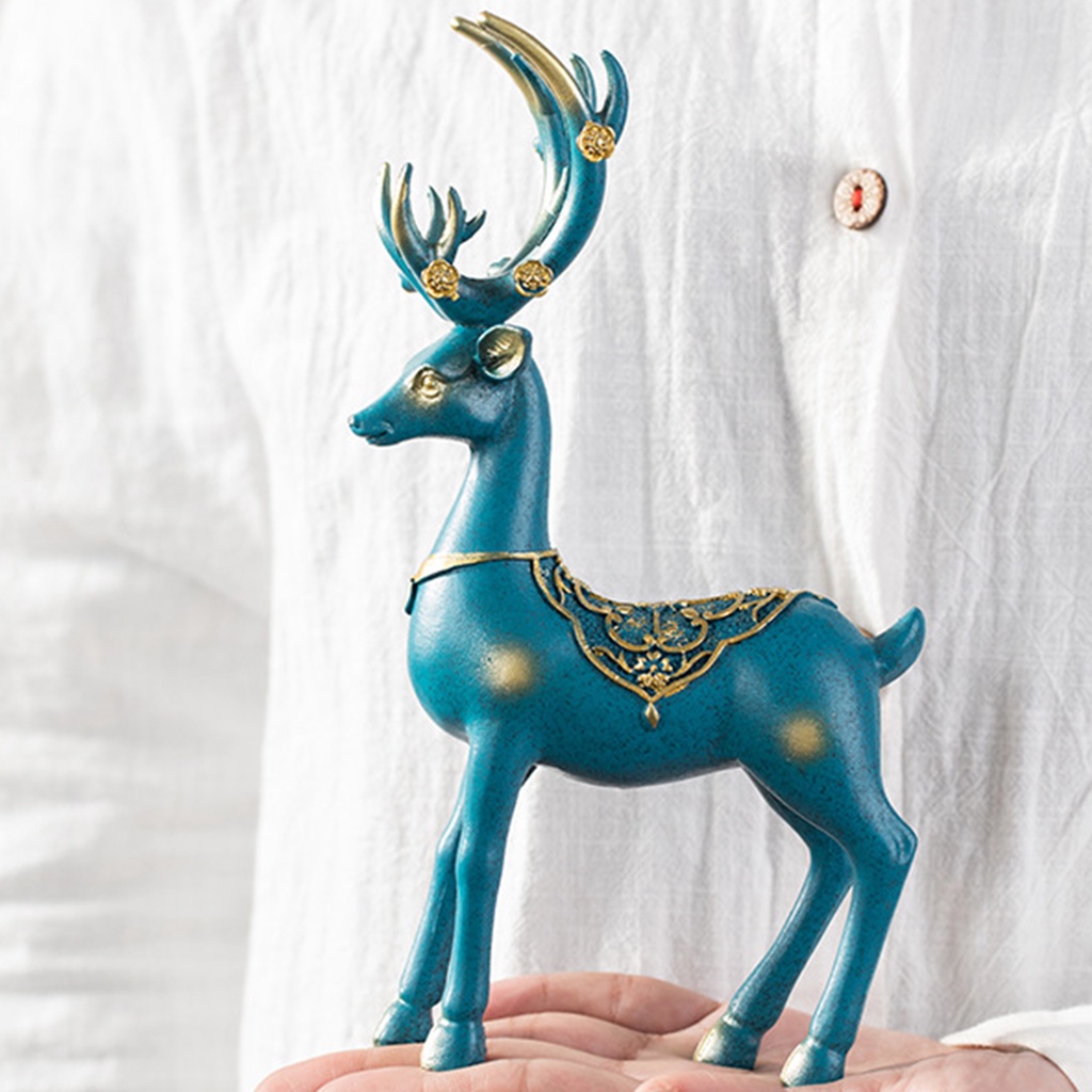 2 tượng hình con nai may mắn làm đồ trang trí