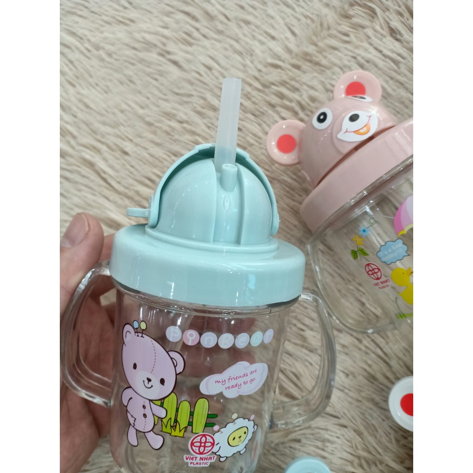 Bình Hút Tập Uống Nước Cho Bé Hình Gấu Mã 0011, Có Vạch Chia, Chống Sặc, Chống Đổ, An Toàn Cho Bé
