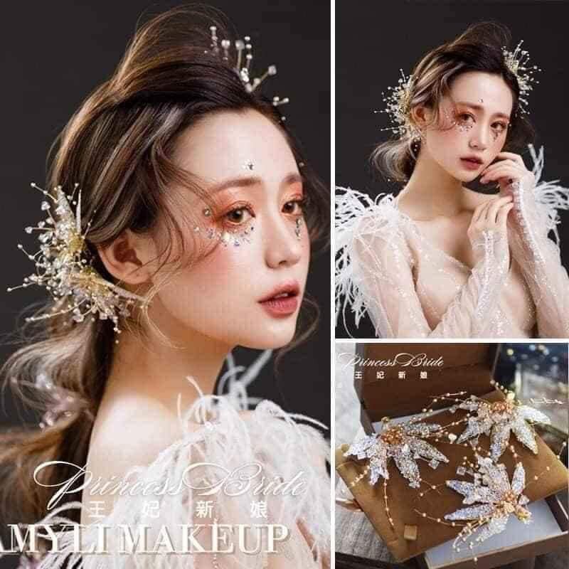bộ 3 cài lá kèm bông tai siêu xinh Giá chỉ 120k