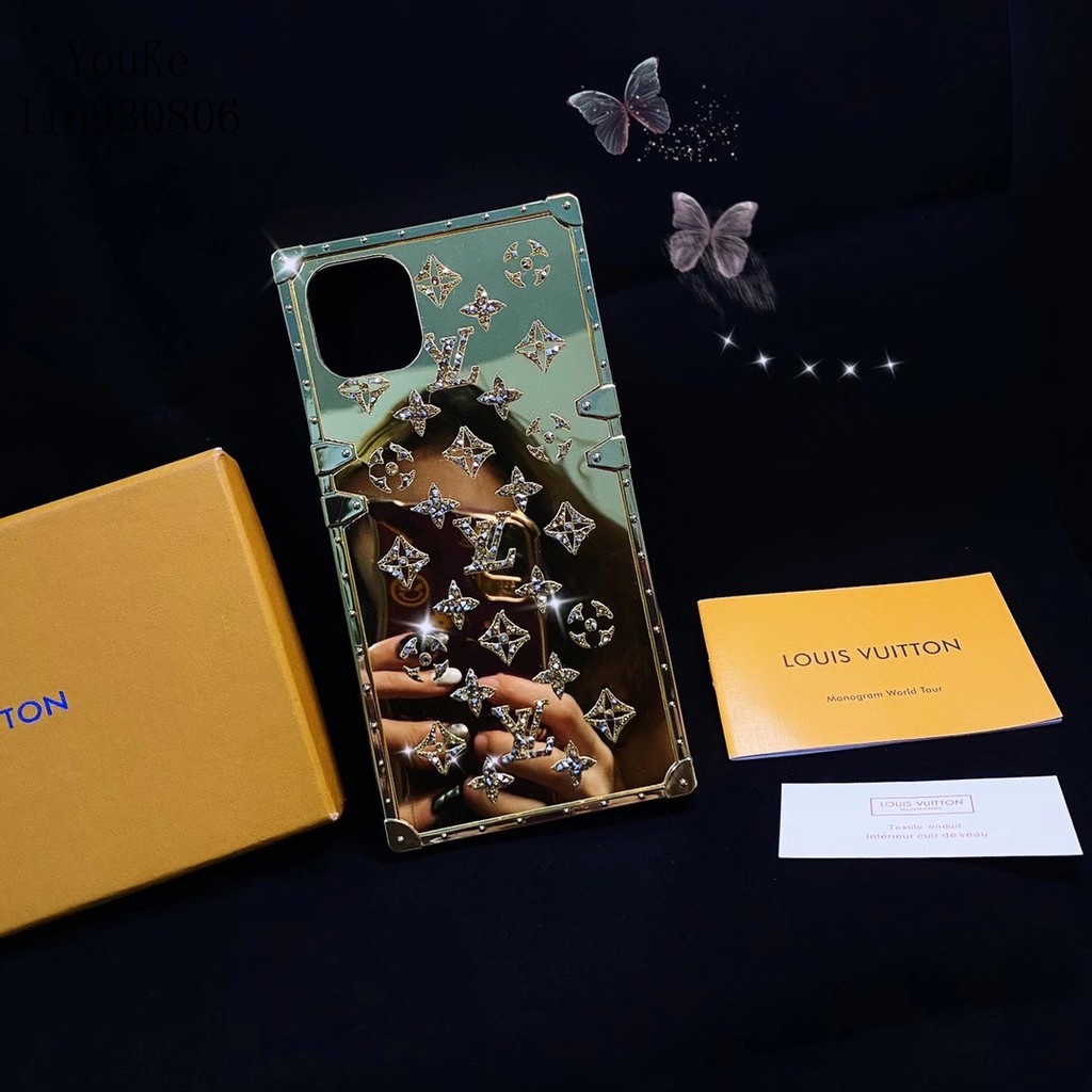 Ốp Điện Thoại Hình Vuông Họa Tiết Lv Gắn Gương Phối Vân Kim Cương Cho Iphone 12mini Xr Se2 11 12pro Max | BigBuy360 - bigbuy360.vn