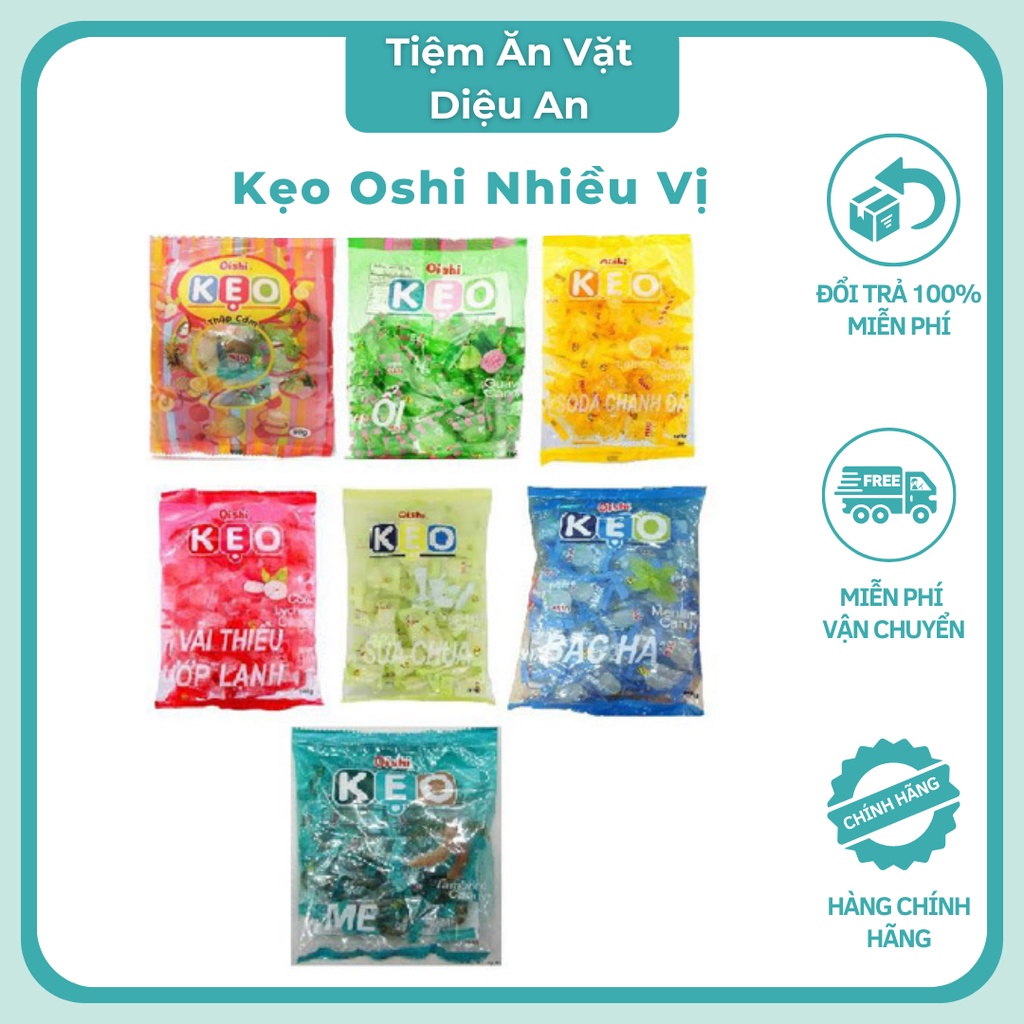 Kẹo oishi nhiều vị [Freeship] Kẹo oishi me/thập cẩm/ soda chanh/ ổi/ vải/ bạc hà/ tăng lực 90g DA37