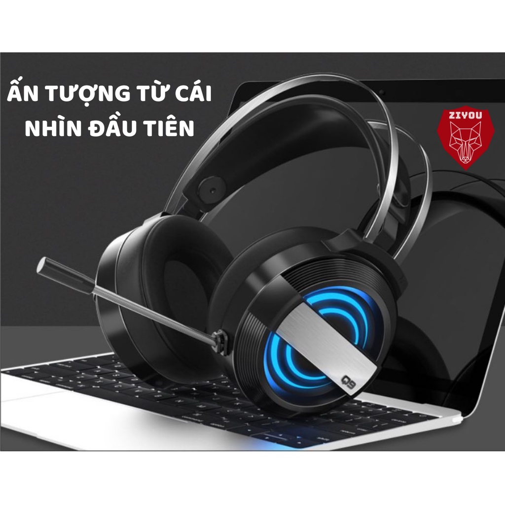 Tai Nghe Chụp Tai Gaming ZIYOU MC Q9  Có Đèn Led Đổi Màu Có mic đàm thoại cho máy tính, laptop