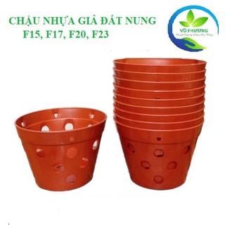 Chậu nhựa giả đất nung trồng hoa lan, cây cảnh phi 15-17-20-23 cm