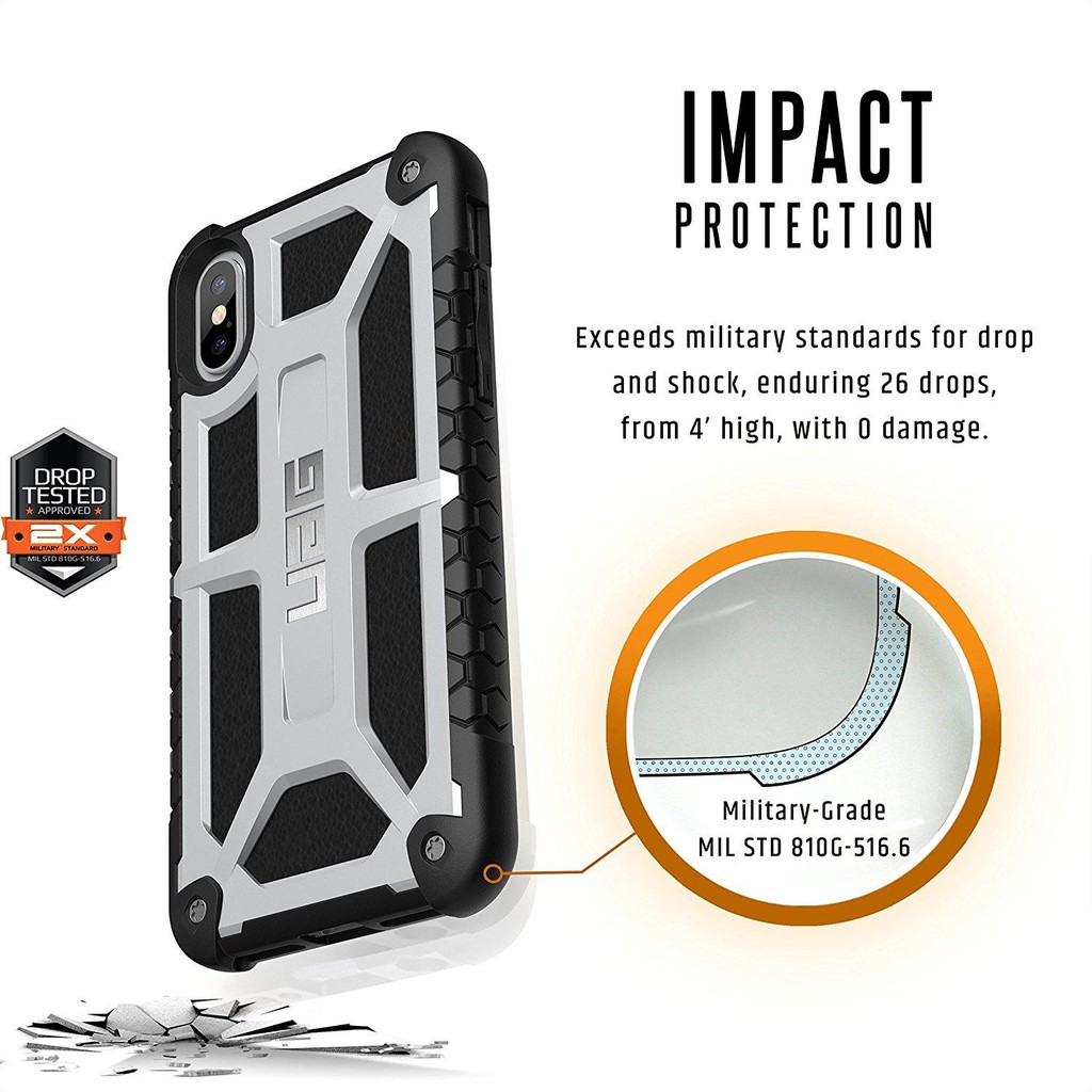 Ốp lưng iPhone X/ iPhone 10 UAG Monarch (Bạc )