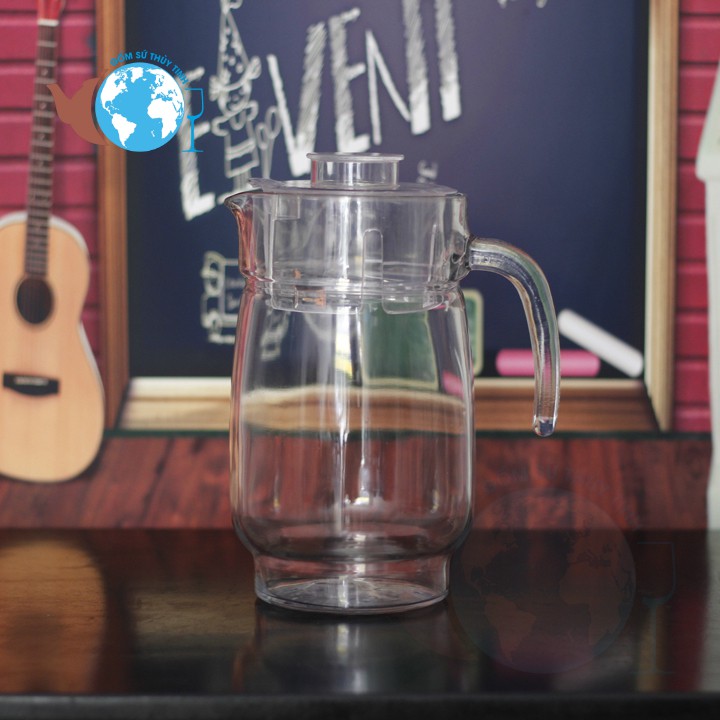 Bình thủy tinh quai cầm dáng BẦU miệng rót 1.6 lít | BigBuy360 - bigbuy360.vn