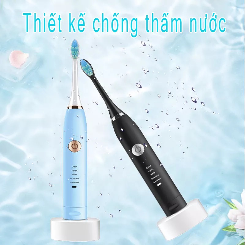 Bàn chải đánh răng điện âm dành cho người lớn Năm chế độ bánh răng có thể điều chỉnh có thể sạc lại Đầu cọ mềm