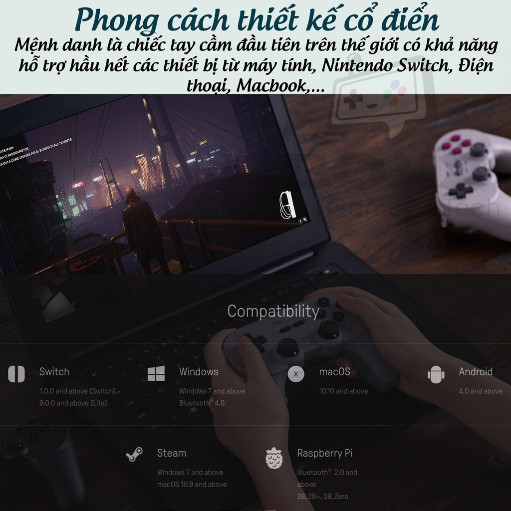 Tay cầm chơi game Bluetooth 8Bitdo Pro 2 nhiều màu cho Nintendo Switch, Windows, Mac, Điện thoại