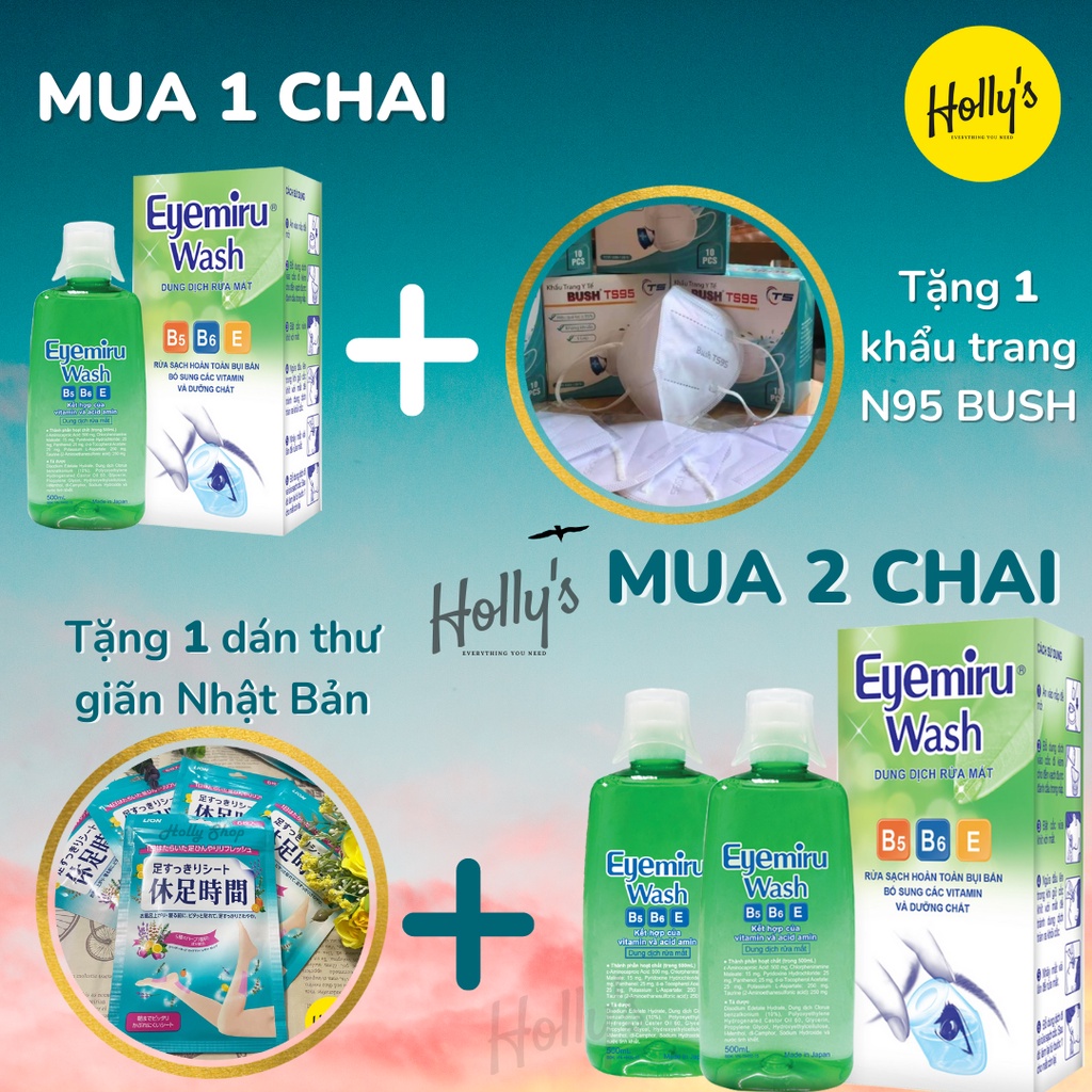 [Chính hãng Nhật] EYEMIRU WASH Nhật Bản nước rửa mắt khỏi bụi bẩn và các tác nhân gây hại, giúp đôi mắt khỏe mạnh