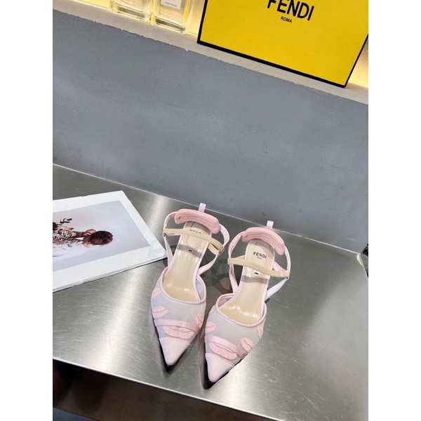 Sandal bít mũi mẫu mới gót cao 5.5cm/8.5cm thương hiệu Fendi FD cao cấp