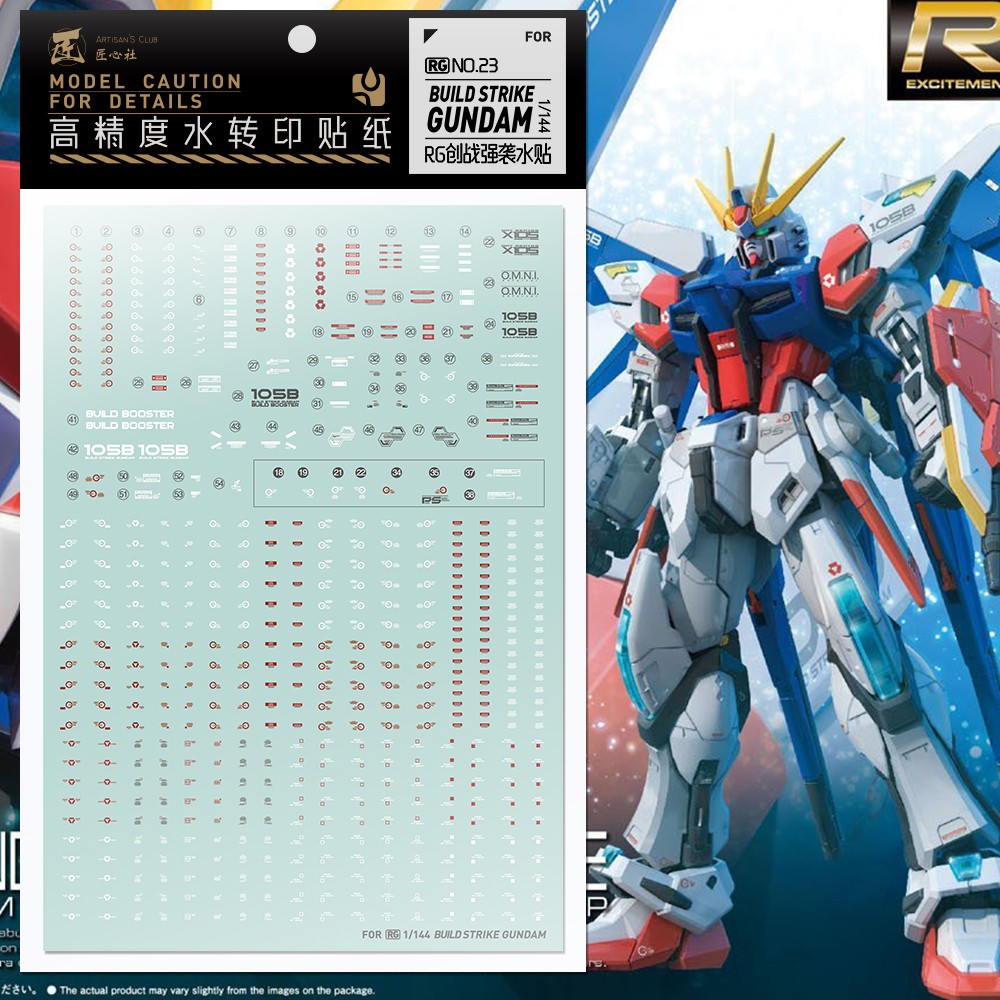 Decal dán mô hình MG RG HG Build Strike Gundam Full Package - water sticker