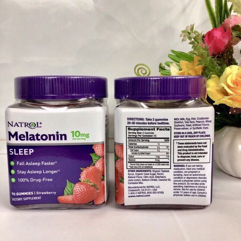 🍓🍒[HSD 01/2023] Kẹo dẻo ngủ ngon Natrol Melatonin Gummies 5mg của Mỹ —hỗ trợ giấc ngủ🍓🍒