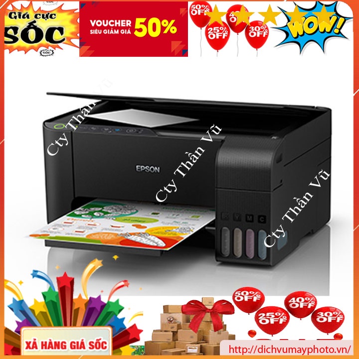 Máy in màu đa chức năng Epson L3150 L3250 mới 100% đầy đủ tính năng in scan copy wifi dẫn mực chính hãng INECO