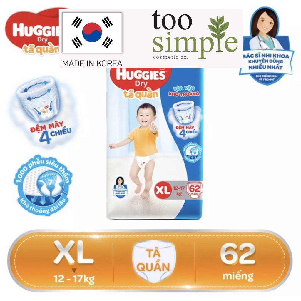 [TooSimple] (MẪU MỚI) BỈM HUGGIES TÃ QUẦN VÀ DÁN M74 /L68/XL62/XXL56