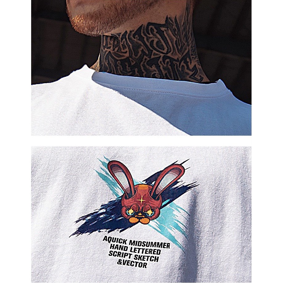 Áo Phông Tay Lỡ Dáng Rộng Unisex Hình Đầu Thỏ, Phong Cách Năng Động Trẻ Trung, Chất Thun Thoáng Mát, Hàng Shop | BigBuy360 - bigbuy360.vn