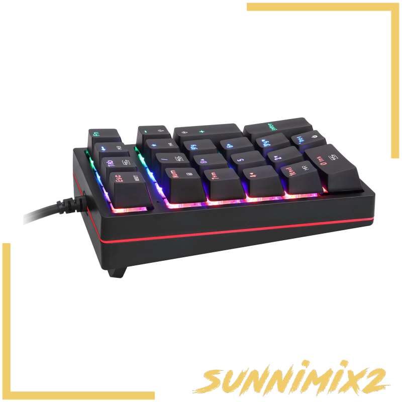 Bàn phím số cơ mini có dây gồm 21 phím ABS màu đen đèn nền RGB nhỏ gọn cho notebook/máy tính bàn chơi game