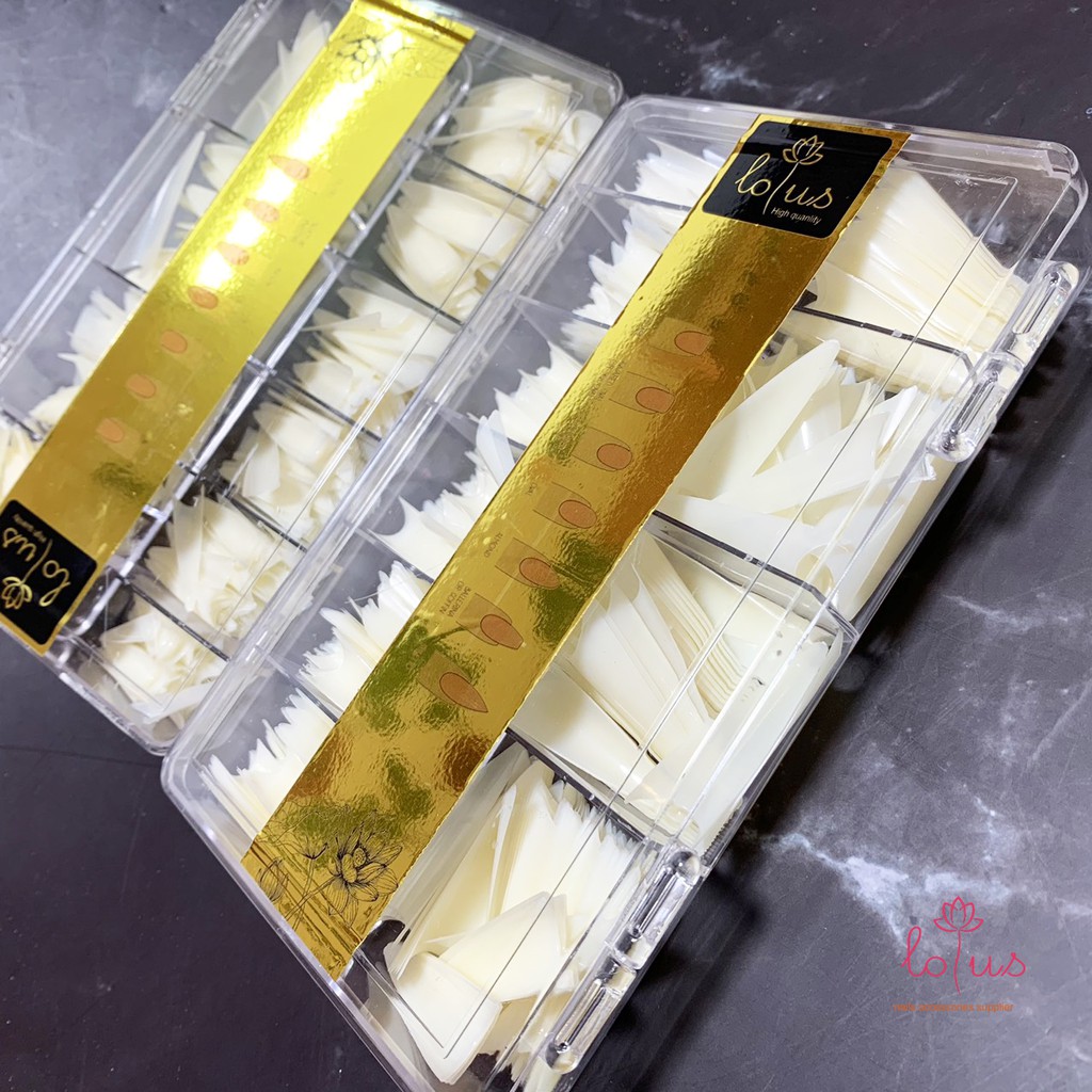 [Chính hãng] Móng nối nhọn dài cao cấp LOTUS ( hộp 500 móng đủ size từ 0-9 màu trắng đục )