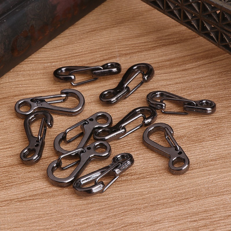 10PCS Mini SF Carabiner Key Ring Survival Tactical Gear Keychain Spring Hook