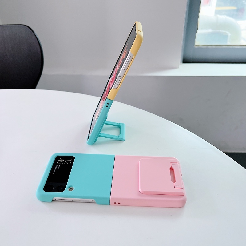 Ốp Điện Thoại Cứng Nắp Gập Chống Va Đập Màu Tương Phản Có Giá Đỡ Cho Samsung Galaxy Z Flip 4 Flip Flip 3