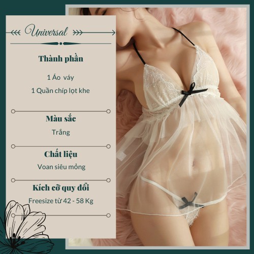 Váy Ngủ Hai Dây Vải Voan Nhìn Xuyên Thấu Siêu Gợi Cảm Và Quyễn Rũ - Đồ Ngủ Sexy UNIVERSALXXX - DNS19