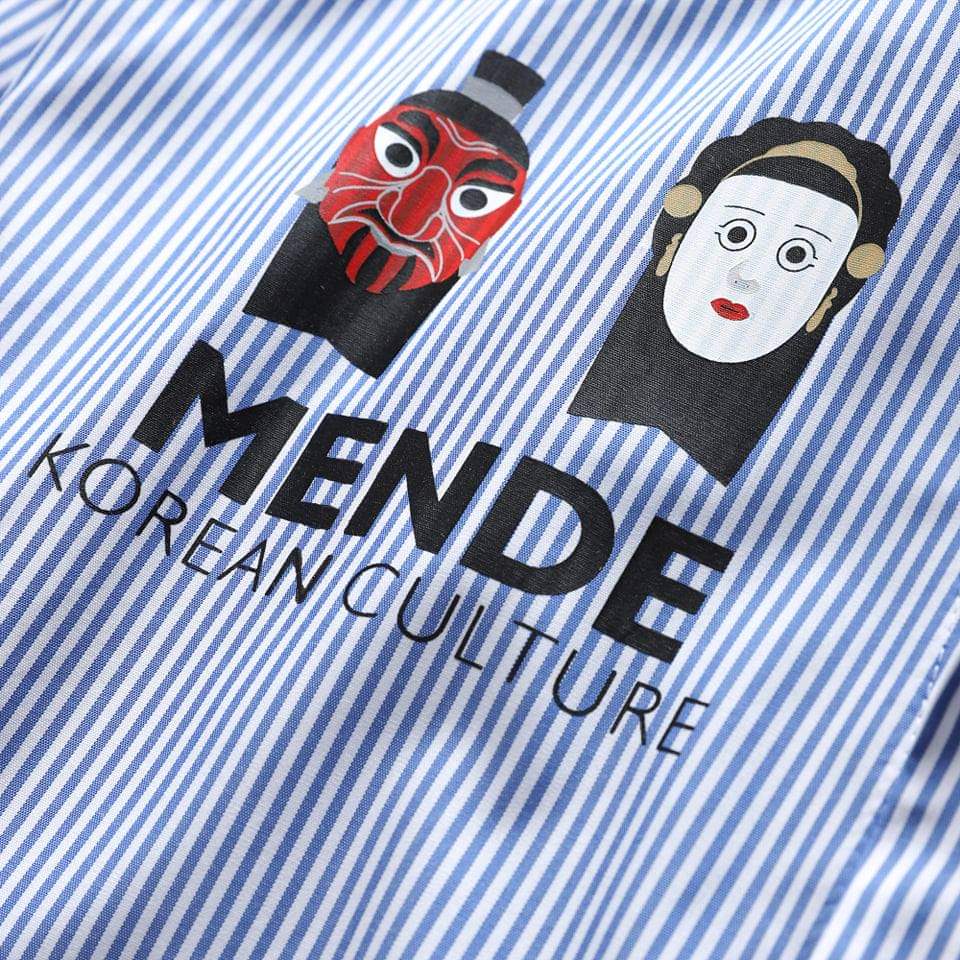 MENDE - Dance Mask - Áo sơ mi nam tay ngắn full sọc Hàn Quốc - Có 3 màu