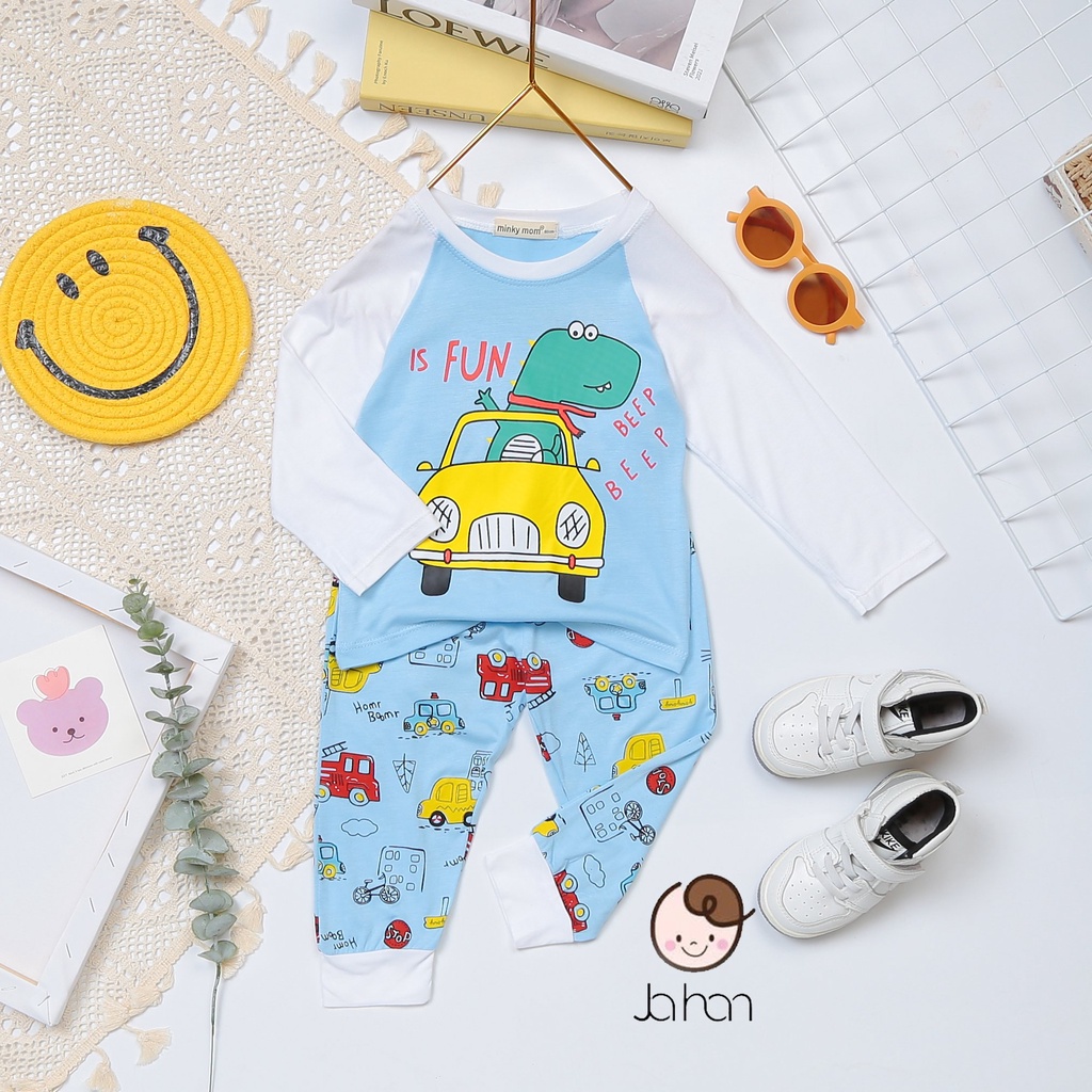 [SALE] Bộ Dài Tay Cho Bé Trai, Bé Gái Minky Mom Vải Thun Lạnh Gấu Pooh, Đồ Bộ Cho Bé Mặc Nhà Thu Đông MKMTD2201