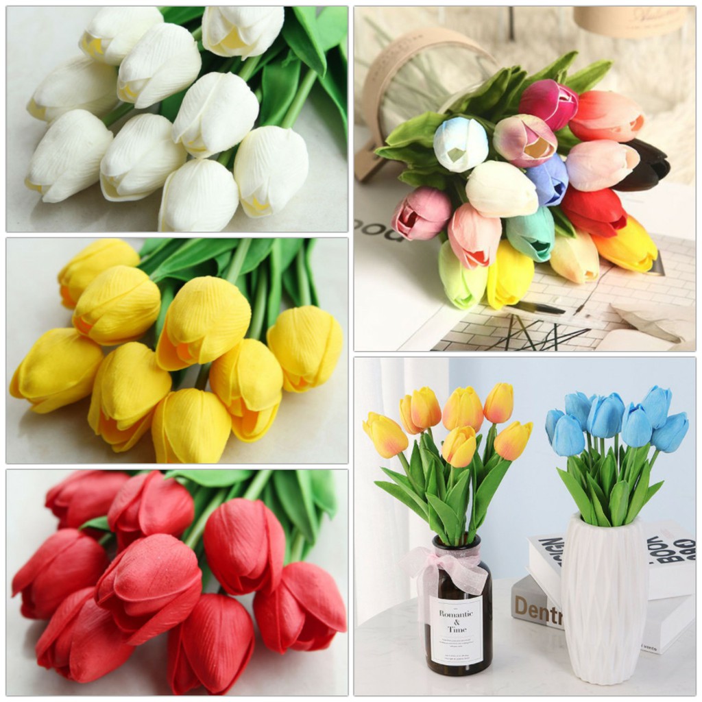 (ĐẸP CHẤT) HOA TULIP giả phụ kiện trang trí chụp ảnh xinh lung linh. hoa giả decor cắm lọ bình đẹp xin xò. hoa hiện đại