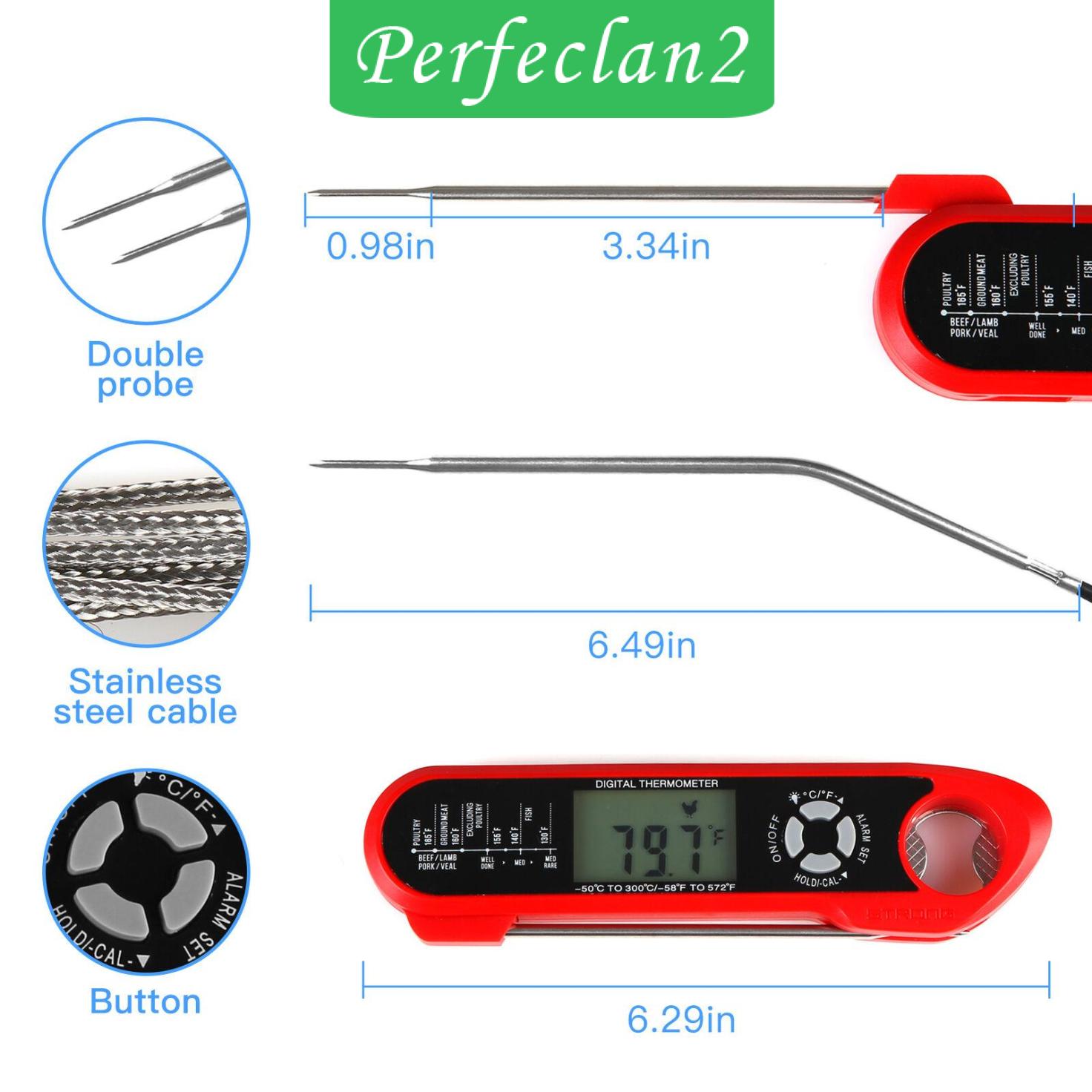 2 Nhiệt Kế Điện Tử Đo Nhiệt Độ Thịt Nướng Độ Chính Xác Cao