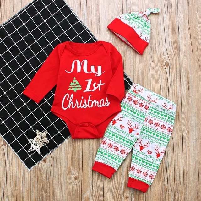 (CÓ SẴN) Body diện Noel giáng sinh size 80cm My 1st Christmas