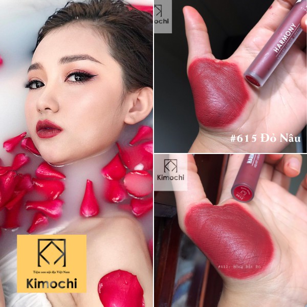 Son kem lì Kimochi màu Đỏ Nâu 615