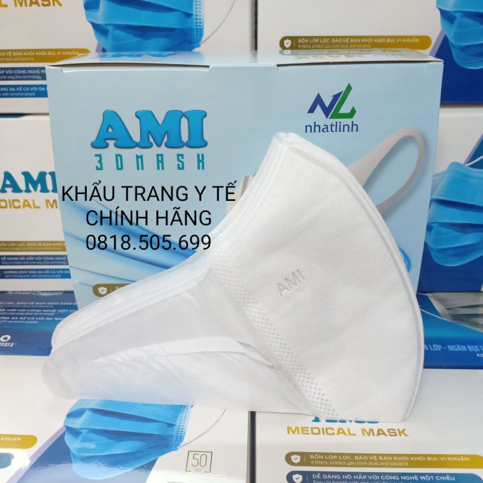 Hộp 50 cái khẩu trang cao cấp AMI đủ màu