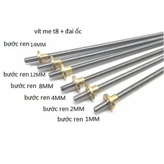 thanh vitme t8 bước 8 1000mm + đai ốc
