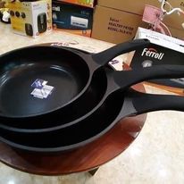 Chảo từ men gốm Ceramic Rapido-Ferroli chống dính, độ bền cực cao, màu đen sang trọng, full size 24cm 28cm 30cm