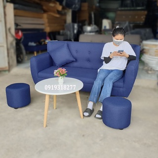 Bộ sofa băng màu xanh dương dài 1m7 - sofa phòng khách hiện đại giá rẻ