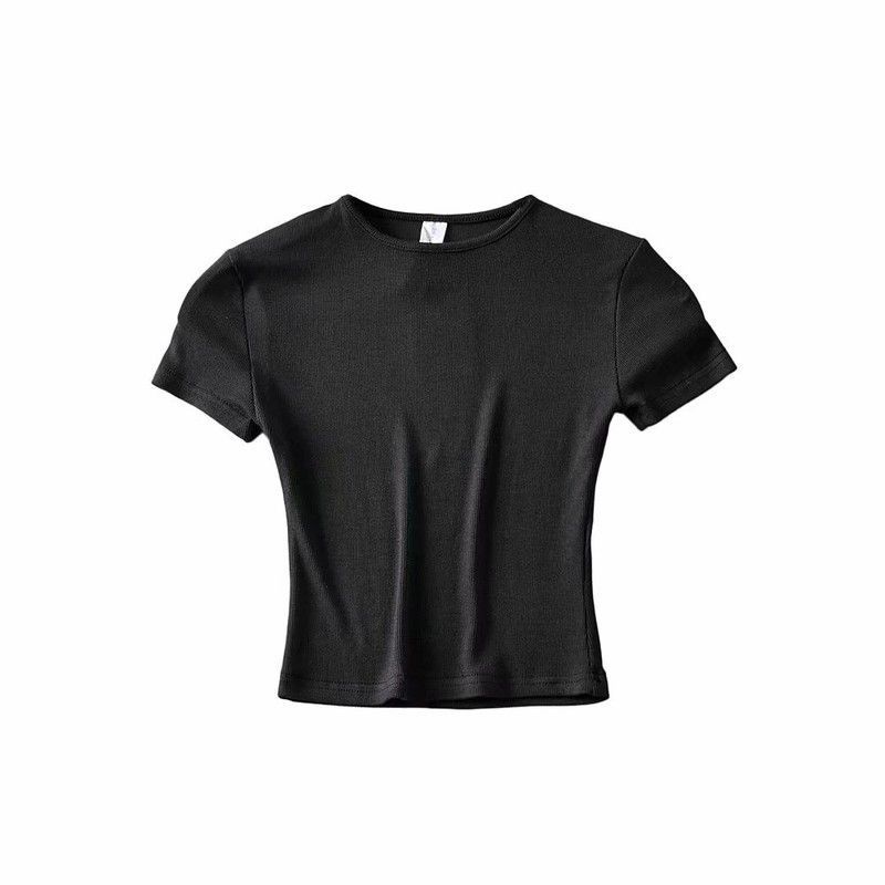 Áo Thun Crop Top Ôm Dáng Cổ Tròn Tay Ngắn Bằng Vải Cotton Thời Trang Mùa Hè 2022 Dành Cho