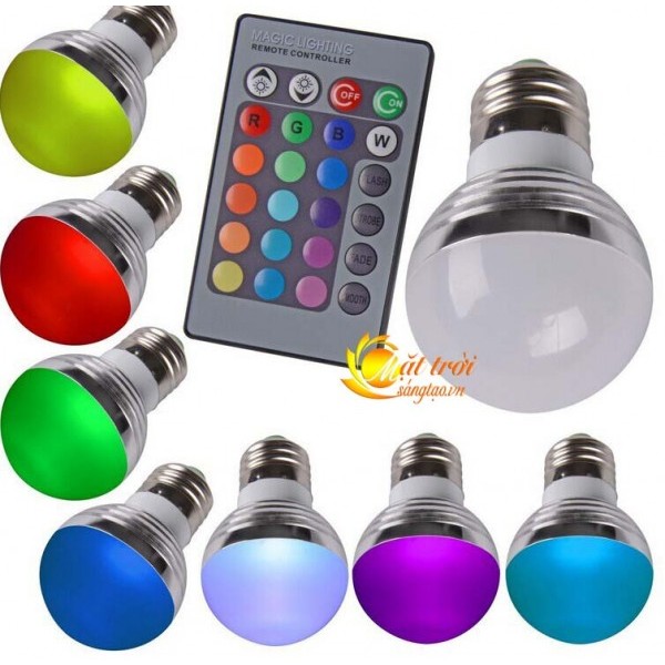 Bóng đèn led đổi màu có điều khiển từ xa RGB 3W V1