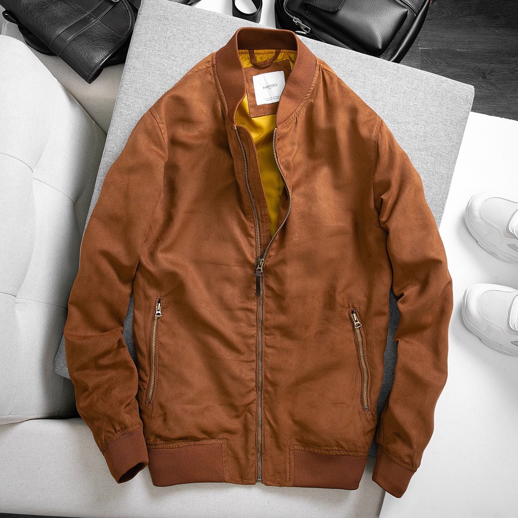 Áo khoác nam Bomber da lộn VNXK