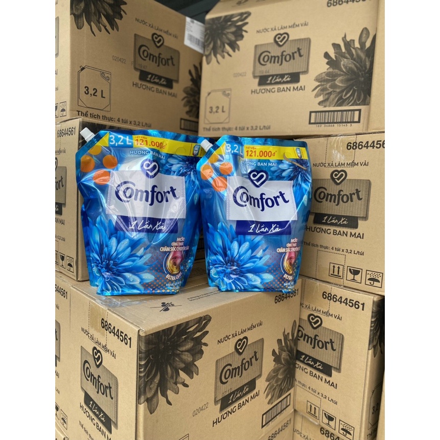 Nước Xả Vải COMFORT Hương Ban Mai 1 Lần Xả Túi 3L2