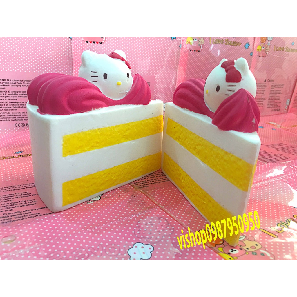 Squishy Lớn Hình bánh kem gato tam giác hello kitty Đồ Chơi Xốp Giảm Stress Hình mềm mịn dễ Thương đàn hồi Cho Bé