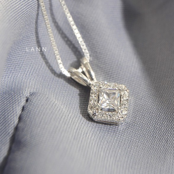 Vòng cổ ổ đá vuông 2 lớp BẠC S925 LANN N058