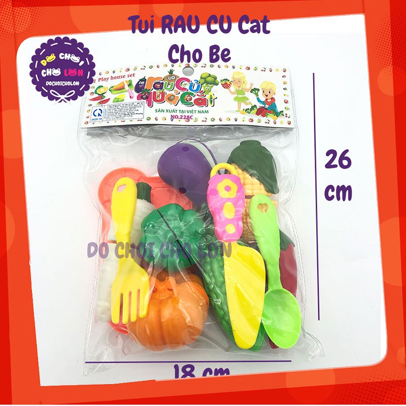 Bộ đồ chơi túi rau củ quả cắt bằng nhựa - Đồ chơi nấu ăn mô hình các loại rau củ quả