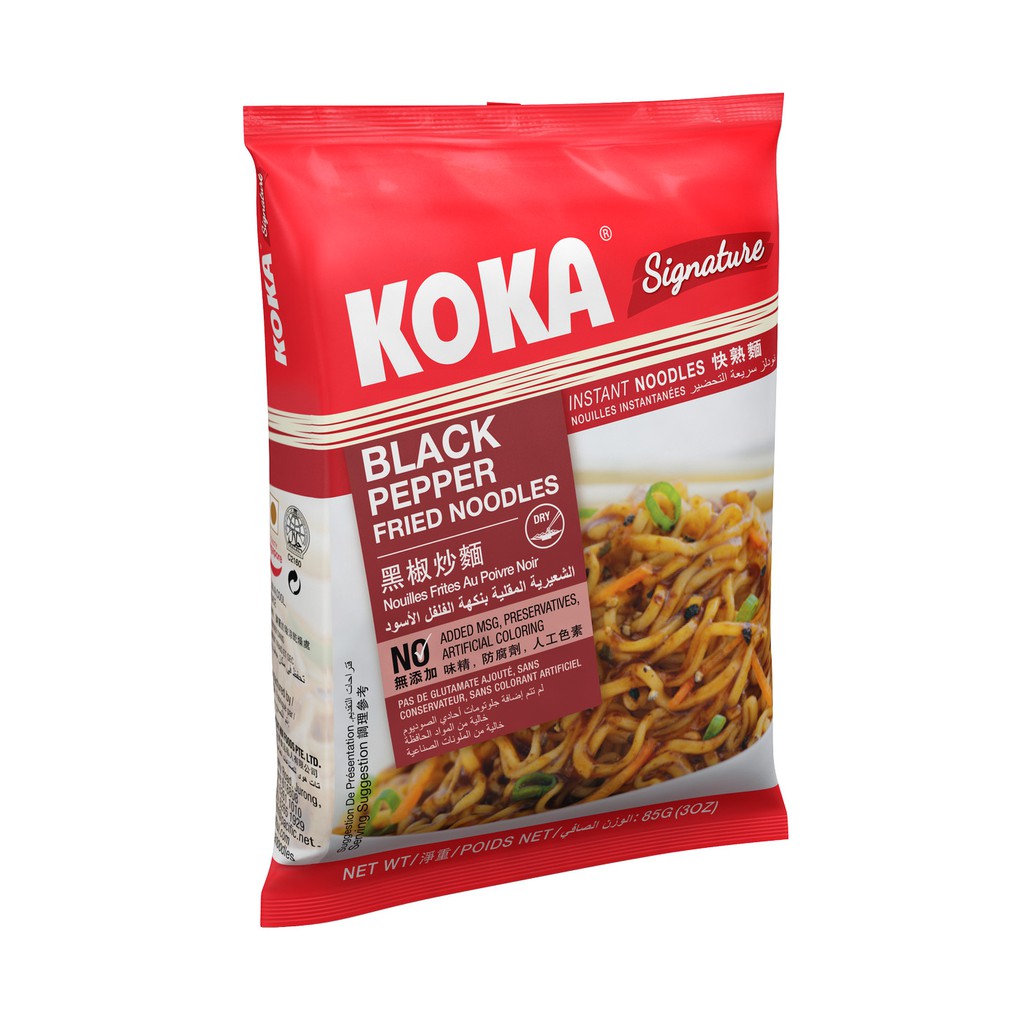 MÌ KOKA HẠT TIÊU – MÌ XÀO KHÔ - NHẬP KHẨU 100%/ KOKA SIGNATURE – BLACK PEPPER FRIED NOODLES