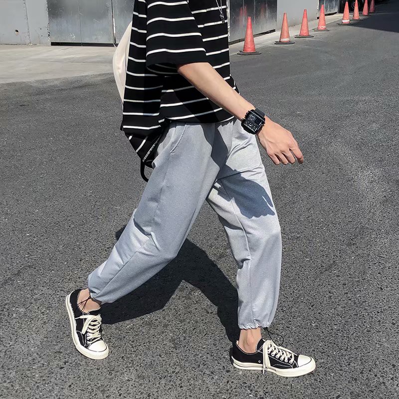 Korean Fashion Plaid Men's Long Pants