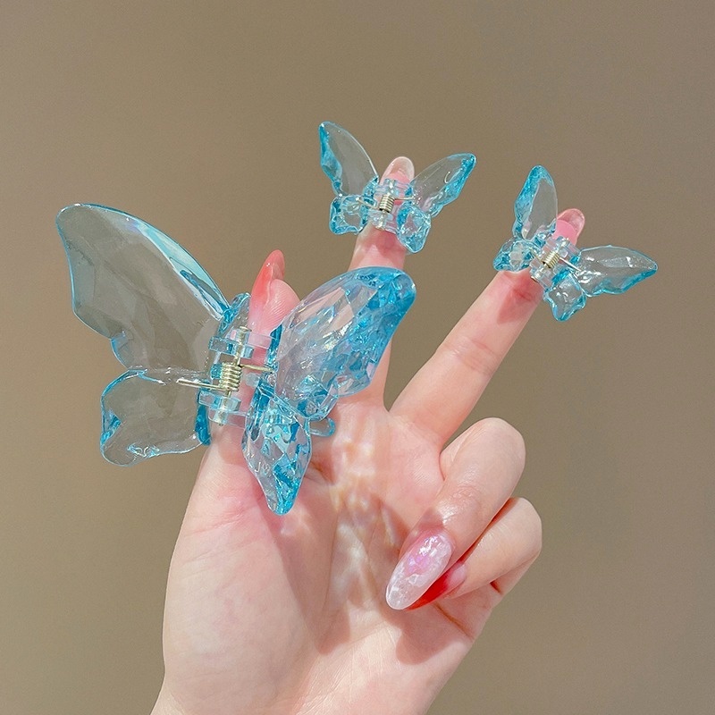 Set 3 Kẹp Tóc Càng Cua Cỡ Lớn Hình Bướm Màu Sáng Thời Trang Mùa Hè Hàn Quốc Cho Nữ