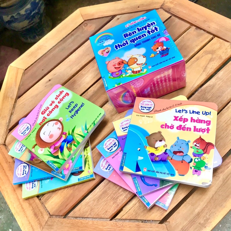 Sách - Combo 8 cuốn rèn luyện thói quen tốt - Bằng tranh cho bé 2-6 tuổi (song ngữ Anh - Việt)